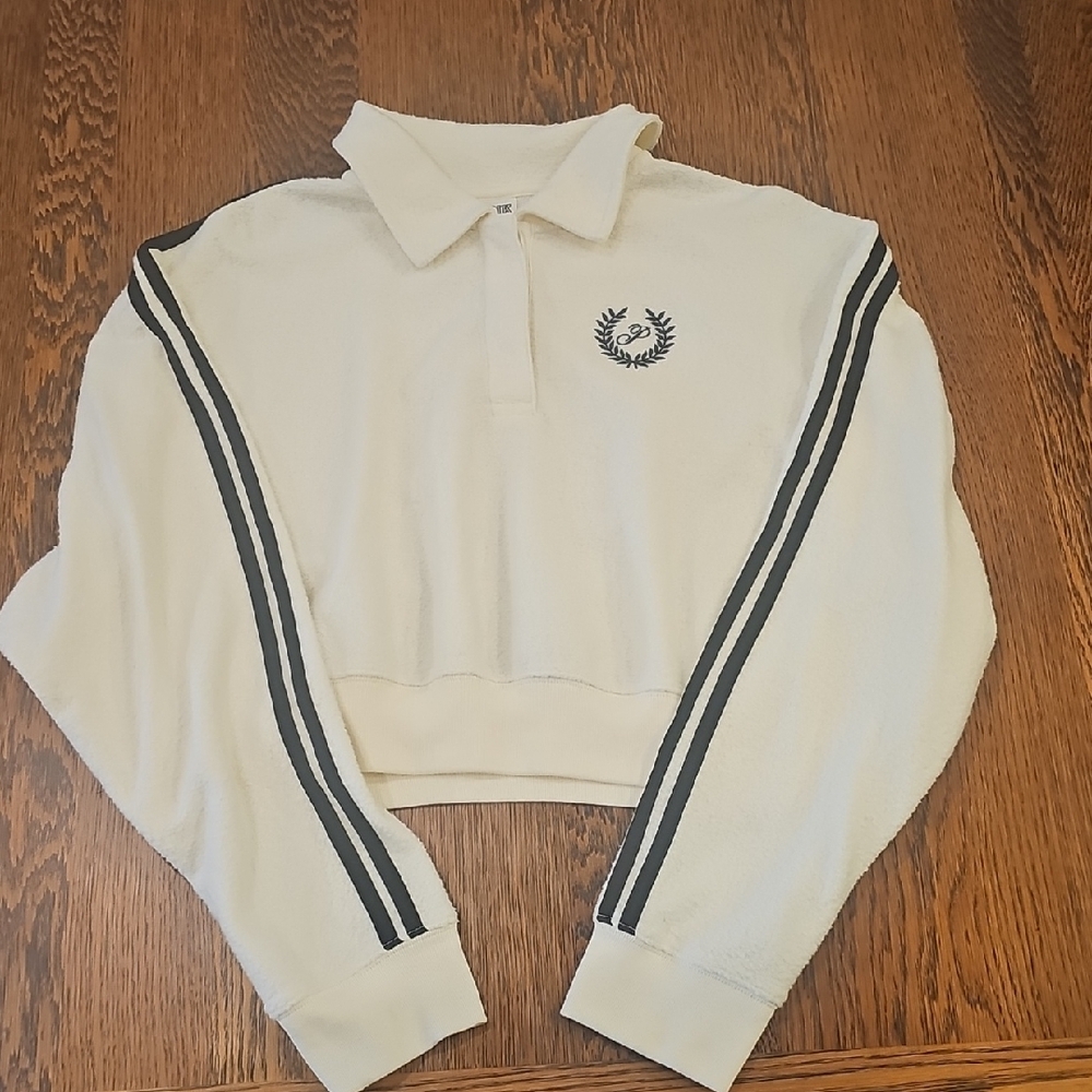 Women's White Sweater with Black Stripes